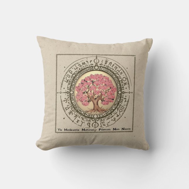 Almofada Tree Of Life Cherry Blossom Hippocrates Quote Love (Frente)
