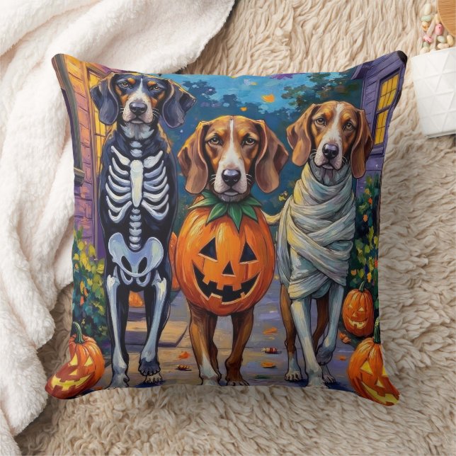 Almofada Treeing Walker Coonhound em Fantasias de Halloween (Cobertor)