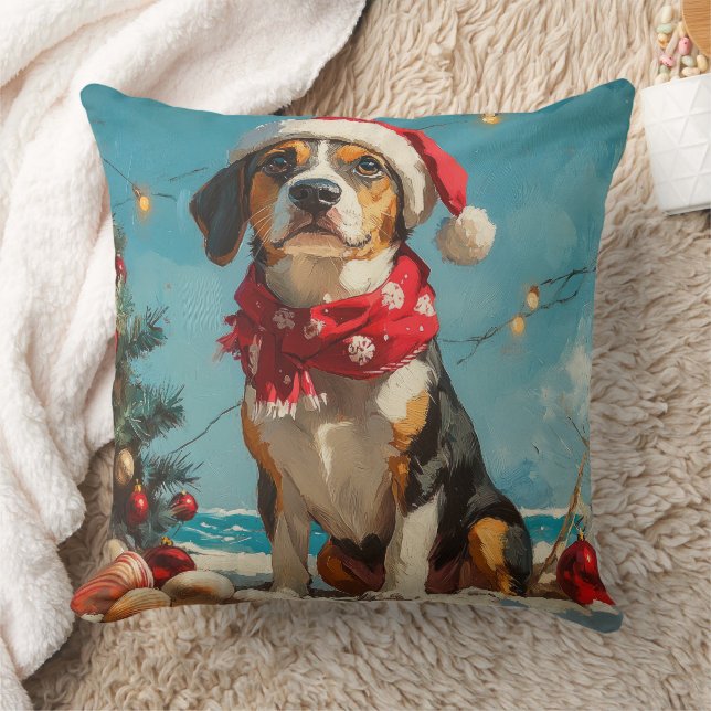 Almofada Treeing Walker Coonhound Natal Praia Vintage (Cobertor)