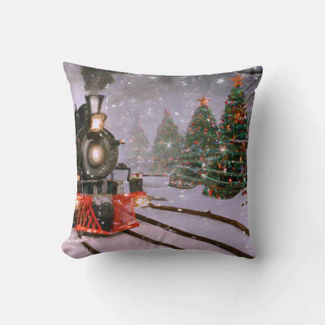 Almofada trem florestal da árvore de Natal (Frente)