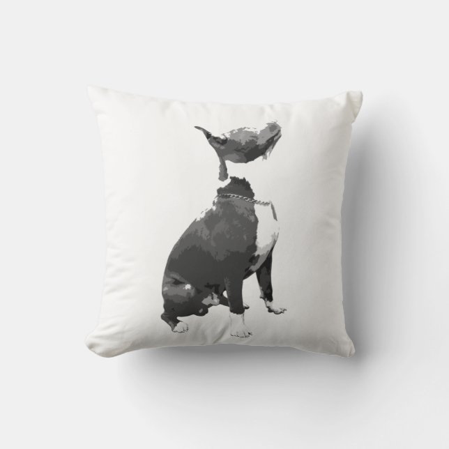 Almofada Trendy Black and White Pit Bull dog (Frente)