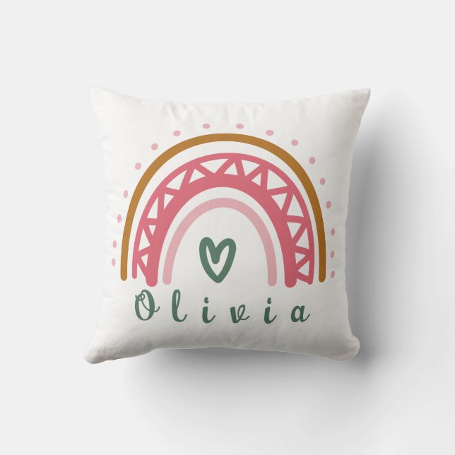Almofada Trendy Boho Rainbow com um Nome Personalizado (Verso)
