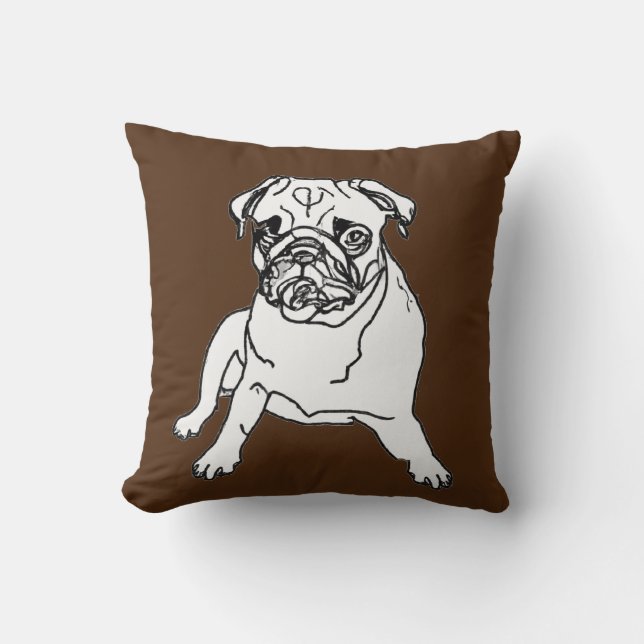 Almofada Trendy Brown Pug Dog Travesseiro Cushion (Frente)