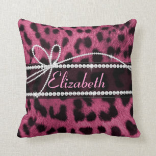 Almofada Trendy chic, mocinha, rosa quente, pele de animais
