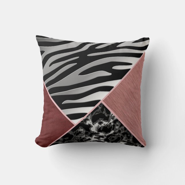 Almofada Trendy Chrome Suede Silver Black Pink Animal Print (Frente)