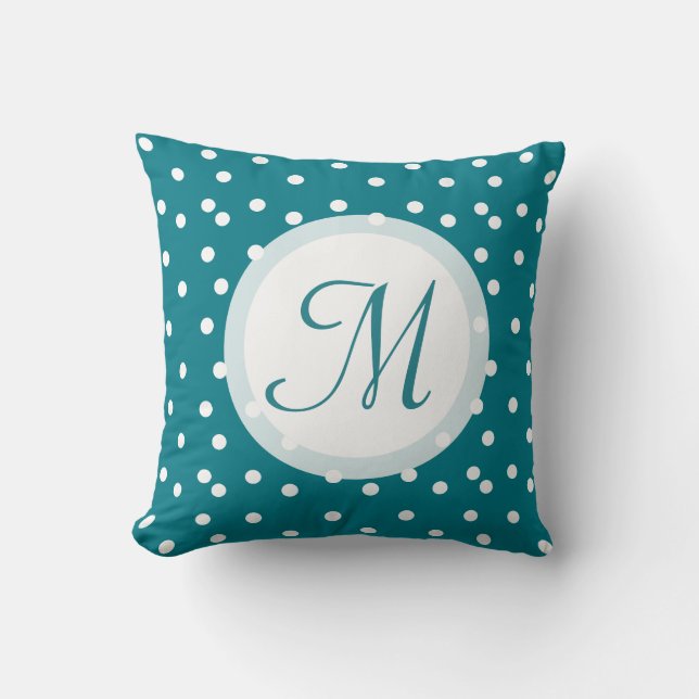 Almofada Trendy Confetti Dots Monogramados Verde Azul (Frente)