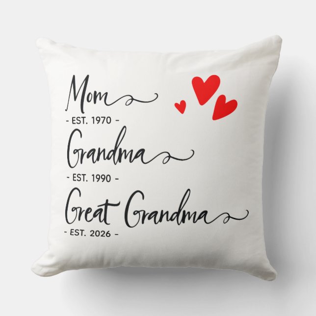 Almofada Trendy Custom Year Mom Grandma Great Grandma (Frente)