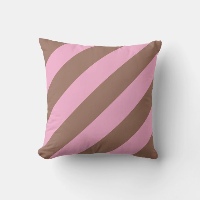 Almofada Trendy Cute Mocha Castanho Stripes Rosa (Frente)