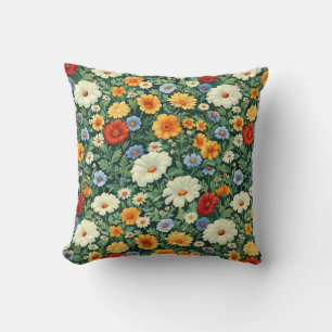 Almofada Trendy Farmhouse Na moda Girly Floral Verde Vermel