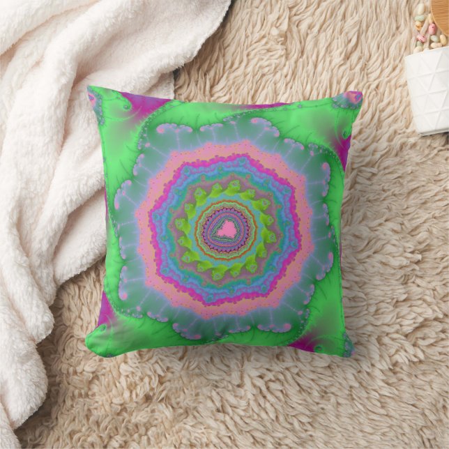 Almofada Trendy Green e Peach Fractal (Cobertor)