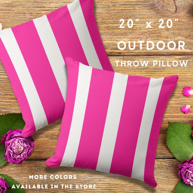 Almofada Trendy Hot Pink E White Cabana Stripe (Criador carregado)