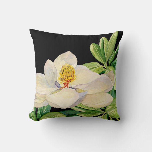Almofada Trendy Magnolia Arte Floral Travesseiro decorativo (Frente)