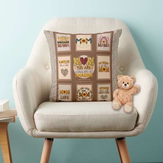 Almofada Trendy Mama! Citações da Mãe da Impressão Leopardo (Criador carregado)