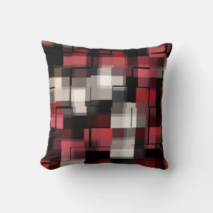 Almofada Trendy Maroon Black White Abstrato Xadrez