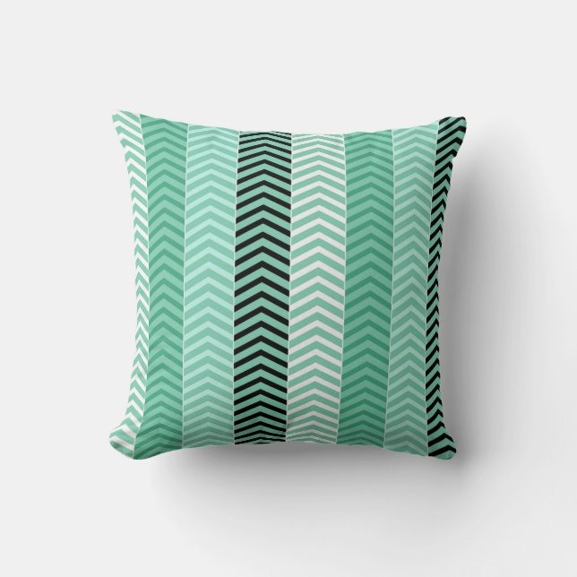 Almofada Trendy Mint Green Variegon Chevron Stripes (Frente)