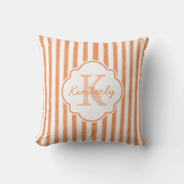 Almofada Trendy Orange Stripes Pintadas Monograma e Nome