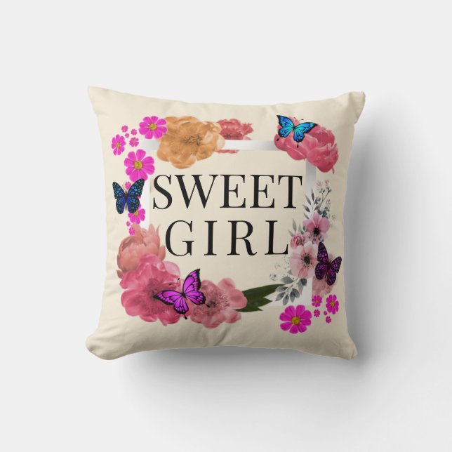 Almofada Trendy Sweet Girl Travesseiro decorativo (Frente)