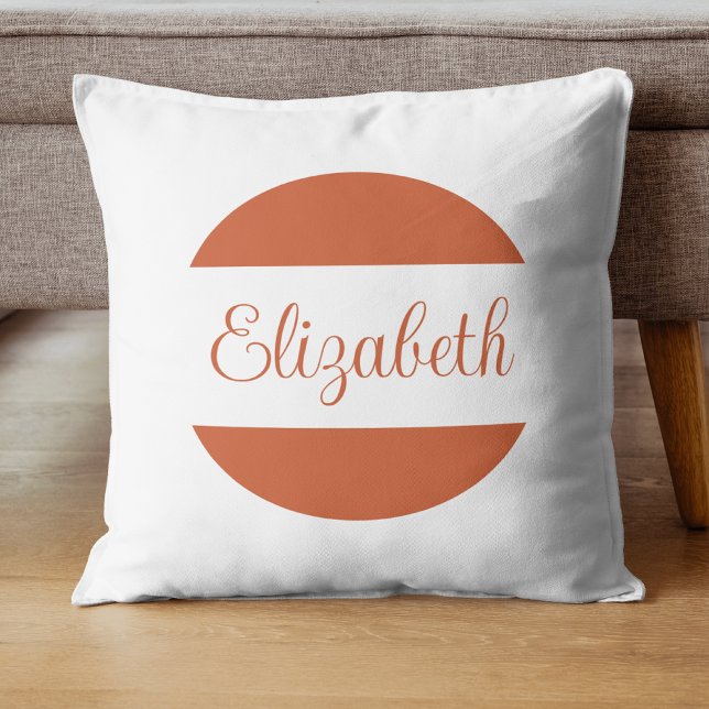 Almofada Trendy Terracotta Orange Nome manuscrito (Criador carregado)