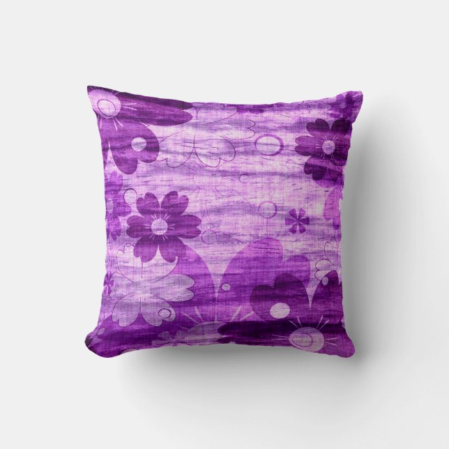 Almofada Trendy Violet Flower on Wood (Frente)