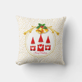 Almofada Três Gnômes de Natal & Confetes Dourados