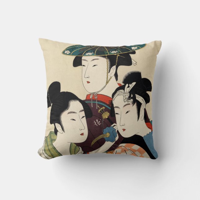 Almofada Três Jovens Homens ou Mulheres pela arte de Utamar (Frente)