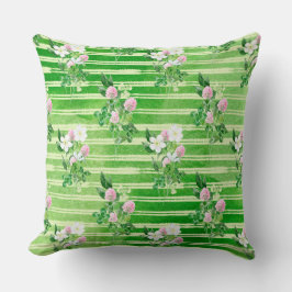 ALMOFADA TREVO DE QUATRO FOLHAS VERDE IRLANDÊS E FLORES PIN