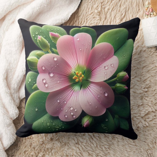 Almofada Trevo Floral Rosa e Verde Oxalis (Cobertor)