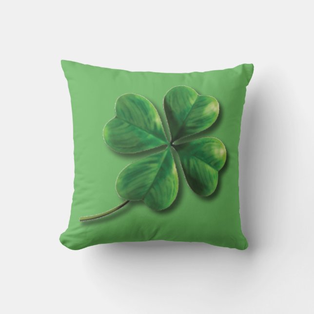 Almofada Trevo Irlandês Verde Moderno (Frente)