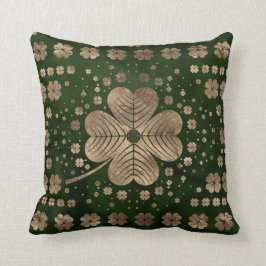 Almofada Trevo Ouro Irlandês Shamrock com quatro folhas