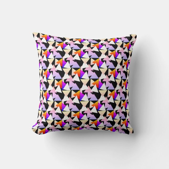 Almofada Triângulo de Arte Abstrata Pirâmide Roxo Rosa Almo (Frente)