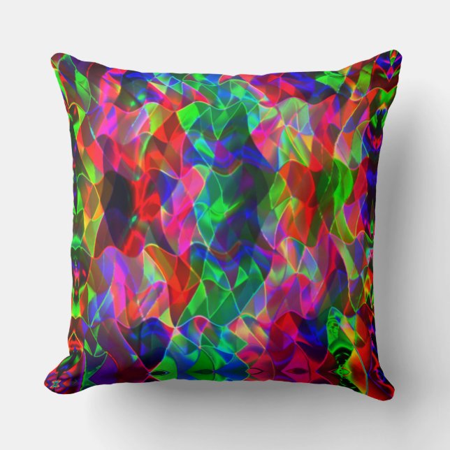 Almofada Triângulos curvos coloridos ou ondulações colorida (Frente)