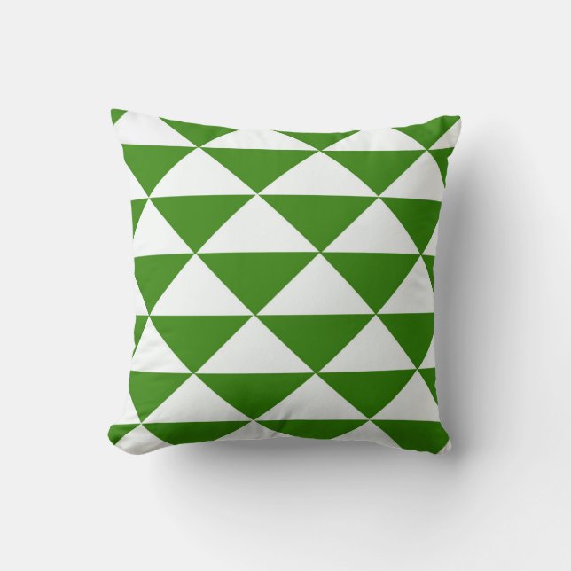 Almofada Triângulos do verde e do branco de grama (Frente)