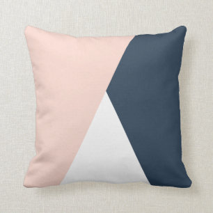 Almofada Triângulos geométricos azuis cor-de-rosa e azul-