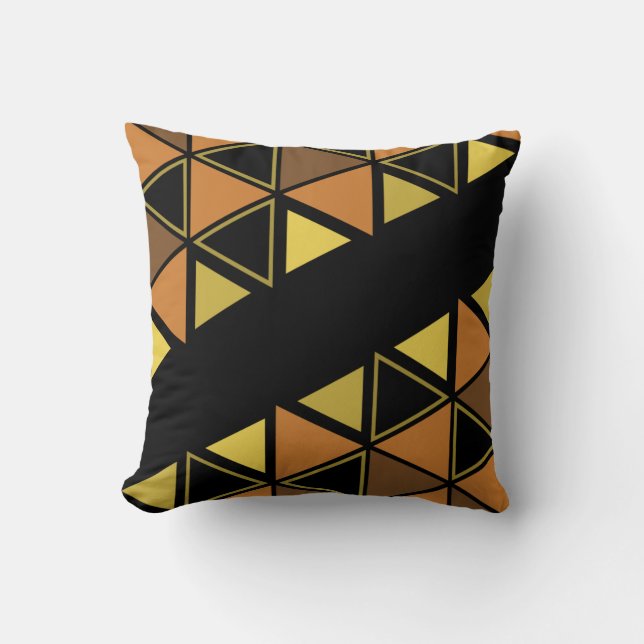 Almofada Triângulos Geométricos Retro Amarelo Laranja (Frente)
