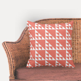 Almofada Triângulos Geométricos Rosa e Branco Elegantes