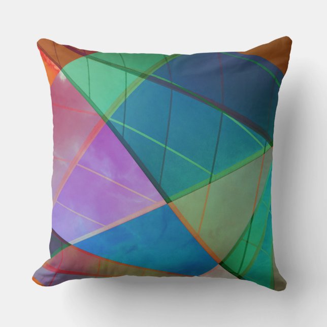 Almofada Triângulos modernos e coloridos, formas trapezoide (Frente)