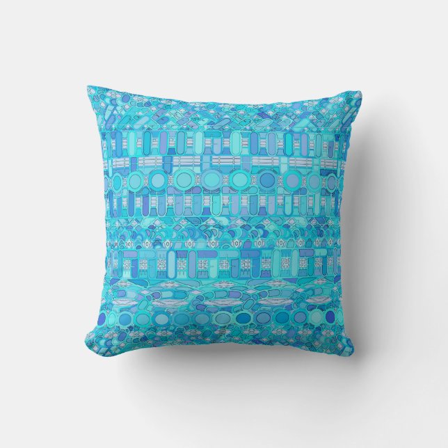 Almofada Tribal Batik - tons azuis (Frente)