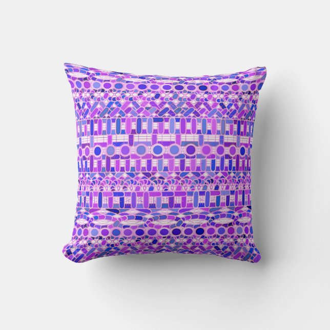 Almofada Tribal Batik - tons violeta roxa (Frente)
