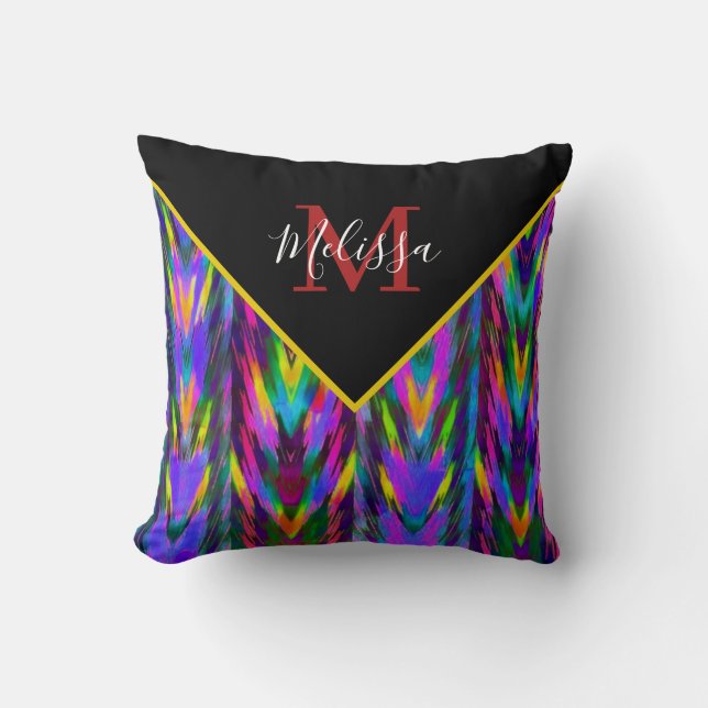 Almofada Tribal brilhante em forma de chevron personalizado (Frente)