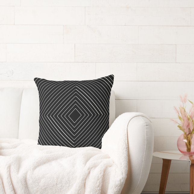Almofada Tribal em Quadrados Brancos Aninhados Negros (Sofá)