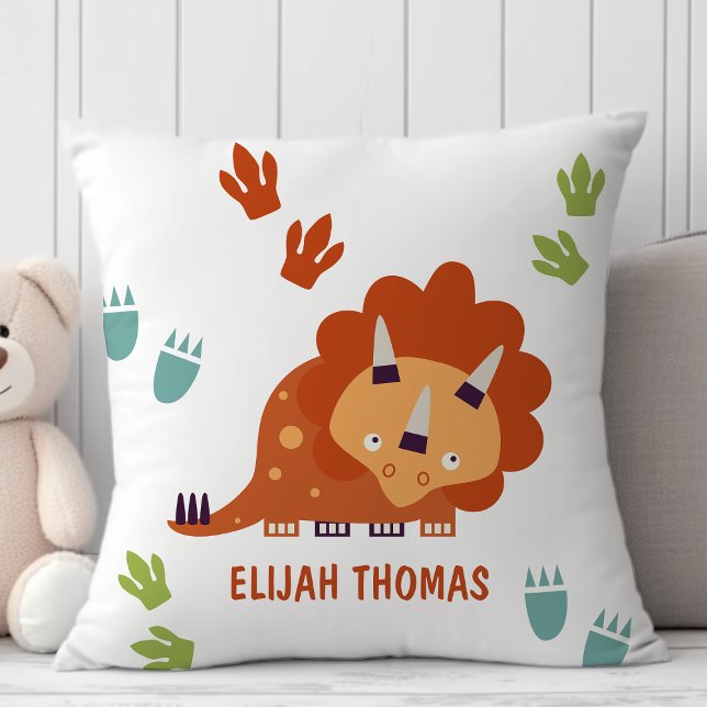 Almofada Triceratops Dinossauro Fofo Personalizado (Criador carregado)