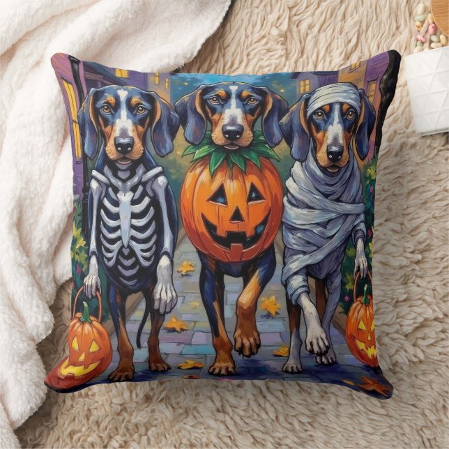 Almofada Trick Coonhound Trick ou Tratando no Halloween (Cobertor)