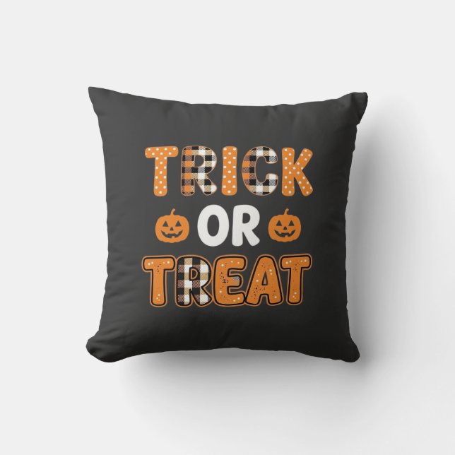 Almofada Trick or Treat Halloween Abóbora Design Vector_1 (Frente)