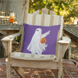 Almofada Trick Ou Tratando Fantasma Com Balde De Doces De A