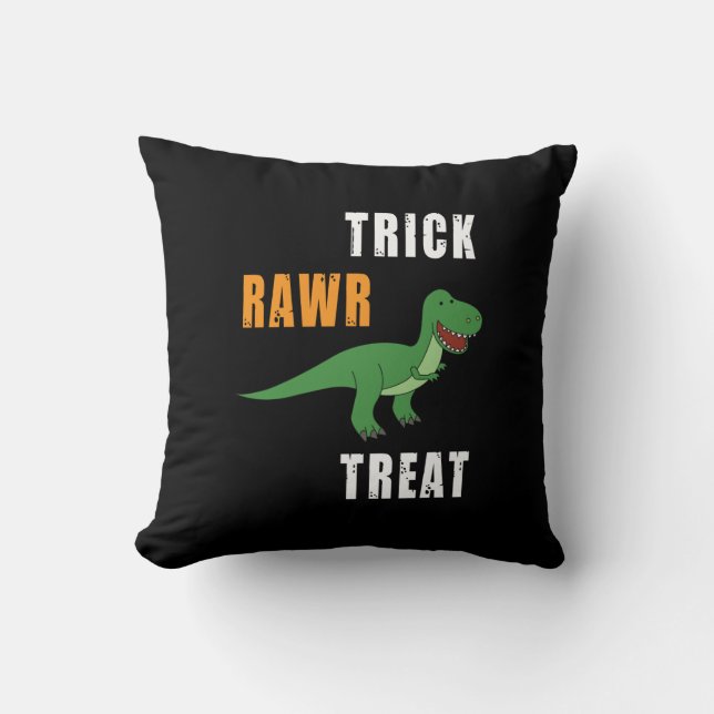 Almofada Trick Rawr Treat Cute Halloween Tyrannosaurus Rex (Frente)