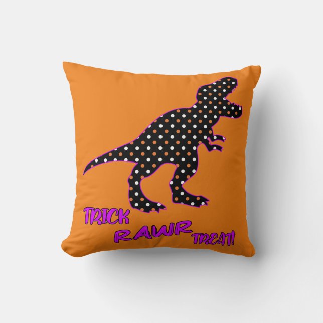 Almofada Trick RAWR Treat! - Halloween Tyrannosaurus Rex (Frente)
