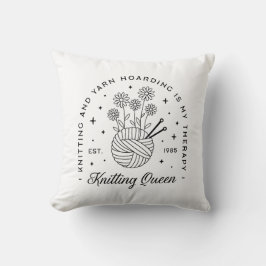 Almofada Tricô estético de cottagecore de bola de fio flora