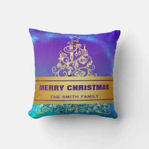 Almofada Trilha de Natal Dourada Glitter Star