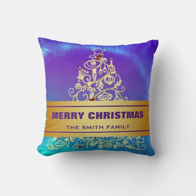 Almofada Trilha de Natal Dourada Glitter Star (Frente)