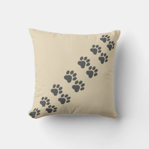 Almofada Trilha de Pegadas de Gato Bege com Textura de Linh